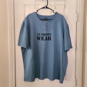 Vintage Carole Little St. Tropez Wear Plus Size 2X Blue Casual Knit Hobo Shirt